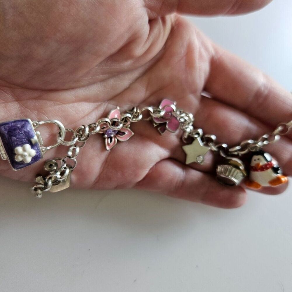 Sterling silver colorful charm bracelet feminine 6.25"